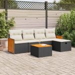 Set mobilier de grădină cu perne, 6 piese, negru, poliratan GartenMobel Dekor