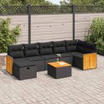 Set mobilier de grădină cu perne, 8 piese, negru, poliratan GartenMobel Dekor
