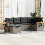 Set mobilier grădină cu perne, 6 piese, gri, poliratan GartenMobel Dekor