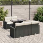Set mobilier de grădină cu perne, 6 piese, negru, poliratan GartenMobel Dekor