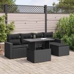 Set mobilier de grădină cu perne, 6 piese, negru, poliratan GartenMobel Dekor
