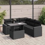 Set mobilier de grădină cu perne, 6 piese, negru, poliratan GartenMobel Dekor