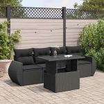 Set mobilier de grădină cu perne, 5 piese, negru, poliratan GartenMobel Dekor
