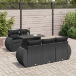 Set mobilier de grădină cu perne, 6 piese, negru, poliratan GartenMobel Dekor