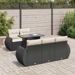 Set mobilier de grădină cu perne, 6 piese, negru, poliratan GartenMobel Dekor