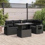 Set mobilier de grădină cu perne, 6 piese, negru, poliratan GartenMobel Dekor