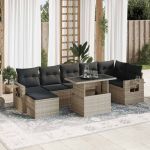 Set mobilier de grădină cu perne, 8 piese gri deschis poliratan GartenMobel Dekor