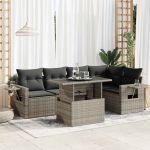 Set mobilier grădină cu perne, 6 piese, gri, poliratan GartenMobel Dekor