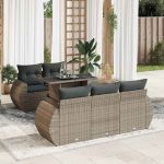 Set mobilier grădină cu perne, 6 piese, gri, poliratan GartenMobel Dekor