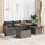 Set mobilier grădină cu perne 6 piese gri poliratan/lemn acacia GartenMobel Dekor
