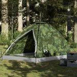Cort de camping cupolă pentru 4 persoane, camuflaj, impermeabil GartenMobel Dekor
