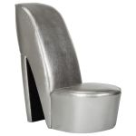 Scaun, design toc înalt, argintiu, piele ecologică GartenMobel Dekor