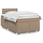 Pat box spring cu saltea, cappuccino, 120x190cm piele ecologică GartenMobel Dekor