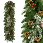 Ghirlanda de Craciun cu Ace 3D PE Frozen Premium din Crengute de Brad Artificial, Lungime 110cm, Diametru 30cm