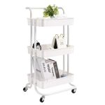 Raft universal de depozitare, 3 cosuri perforate, roti transport, abs si metal, 45x35x84 cm, alb MultiMark GlobalProd
