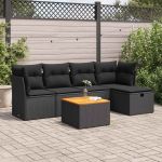 Set mobilier de grădină cu perne, 6 piese, negru, poliratan GartenMobel Dekor