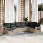 Set mobilier de grădină cu perne, 8 piese gri deschis poliratan GartenMobel Dekor