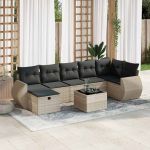 Set mobilier de grădină cu perne, 8 piese gri deschis poliratan GartenMobel Dekor