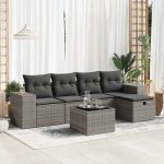 Set mobilier grădină cu perne, 6 piese, gri, poliratan GartenMobel Dekor