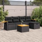 Set mobilier de grădină cu perne, 6 piese, negru, poliratan GartenMobel Dekor