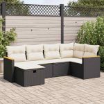 Set mobilier de grădină cu perne, 6 piese, negru, poliratan GartenMobel Dekor