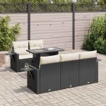 Set mobilier de grădină cu perne, 6 piese, negru, poliratan GartenMobel Dekor