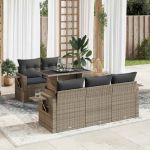 Set mobilier grădină cu perne, 6 piese, gri, poliratan GartenMobel Dekor