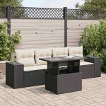 Set mobilier de grădină cu perne, 5 piese, negru, poliratan GartenMobel Dekor