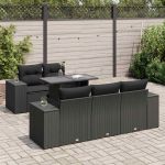 Set mobilier de grădină cu perne, 6 piese, negru, poliratan GartenMobel Dekor