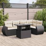 Set mobilier de grădină cu perne, 6 piese, negru, poliratan GartenMobel Dekor