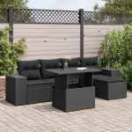 Set mobilier de grădină cu perne, 6 piese, negru, poliratan GartenMobel Dekor
