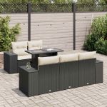 Set mobilier de grădină cu perne, 6 piese, negru, poliratan GartenMobel Dekor