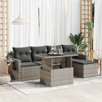 Set mobilier grădină cu perne, 6 piese, gri, poliratan GartenMobel Dekor