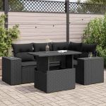 Set mobilier de grădină cu perne, 5 piese, negru, poliratan GartenMobel Dekor