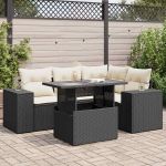 Set mobilier de grădină cu perne, 5 piese, negru, poliratan GartenMobel Dekor