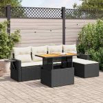 Set mobilier de grădină cu perne, 6 piese, negru, poliratan GartenMobel Dekor