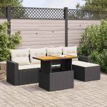 Set mobilier de grădină cu perne, 6 piese, negru, poliratan GartenMobel Dekor