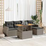Set mobilier grădină cu perne, 6 piese, gri, poliratan GartenMobel Dekor