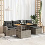 Set mobilier grădină cu perne, 6 piese, gri, poliratan GartenMobel Dekor