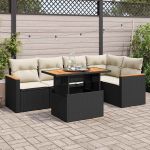Set mobilier de grădină cu perne, 5 piese,poliratan/lemn acacia GartenMobel Dekor