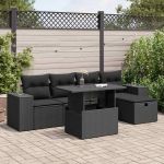 Set mobilier de grădină cu perne, 6 piese, negru, poliratan GartenMobel Dekor