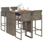 Set mobilier bar de grădină, cu perne, 5 piese, gri, poliratan GartenMobel Dekor