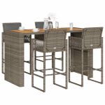 Set mobilier bar de grădină, cu perne, 5 piese, gri, poliratan GartenMobel Dekor