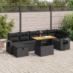 Set mobilier de grădină cu perne, 5 piese,poliratan/lemn acacia GartenMobel Dekor