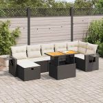 Set mobilier de grădină cu perne, 5 piese,poliratan/lemn acacia GartenMobel Dekor