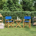 Scaune de regizor pliante, 2 buc., albastru, lemn masiv de tec GartenMobel Dekor