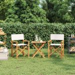 Scaune de regizor pliante, 2 buc., crem, lemn masiv de tec GartenMobel Dekor