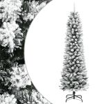 Brad de Crăciun artificial slim cu zăpadă pufoasă 180 cm PVC&PE GartenMobel Dekor
