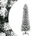 Brad de Crăciun artificial slim cu zăpadă pufoasă 210 cm PVC&PE GartenMobel Dekor