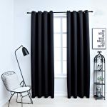 Draperii opace cu inele metalice, 2 buc., negru, 140 x 175 cm GartenMobel Dekor